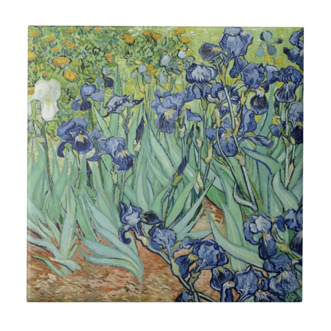 Van Gogh stilleben: Vas med Irises Kakelplatta (Framsidan)