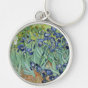 Van Gogh stilleben: Vas med Irises Rund Silverfärgad Nyckelring