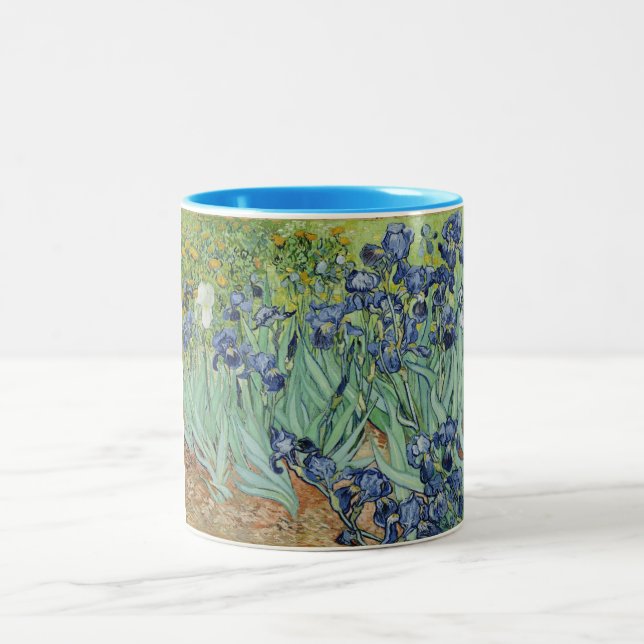 Van Gogh stilleben: Vas med Irises Två-Tonad Mugg (Center)