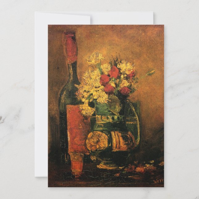 Van Gogh Stilleben Vin och blommor Bröllop Inbjudningar (Framsida)