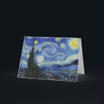 Van Gogh Stjärniga natten Virvlande himmel Blå Kon Kort<br><div class="desc">Stjärnenatten (1889) är utan tvekan Vincent van Goghs mest igenkännbara mästerverk, målad under hans tid i Saint-Rémy. Detta ikoniska konstverk visar en magnifik, virvlande natthimmel fylld med lysande stjärnor och en glödande halvmåne, tornande över en tyst, sovande by. Det dramatiska, mörka cypress-trädet i förgrunden ger en kraftfull vertikal kontrast till...</div>