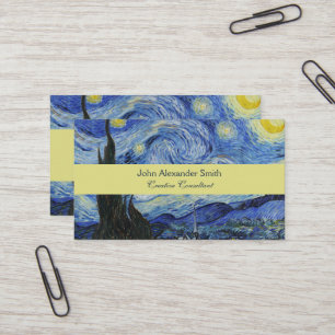 Van Gogh Stjärniga natten Virvlande himmel Blå Kon Visitkort