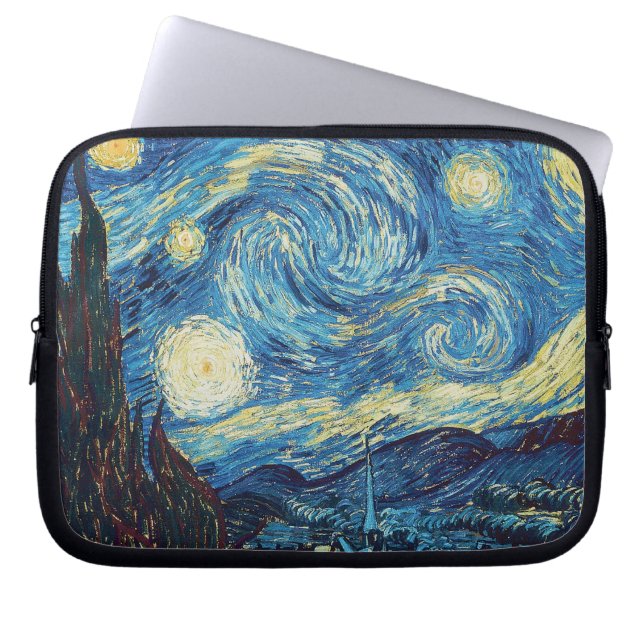 Van Gogh Stjärnklar Natt Klassisk Impressionism Ko Laptop Sleeve (Framsidan)