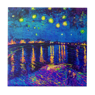 Van Gogh - Stjärnklar natt över Rhône Pop Art Kakelplatta