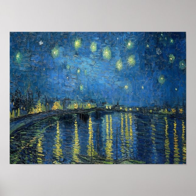 Van Gogh Stjärnklar natt över Rhône Poster (Framsidan)