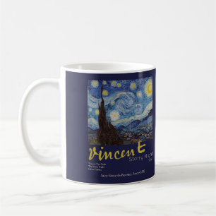 Van Gogh Stjärnklar Natt Vintage Blå Mästerverk Kaffemugg