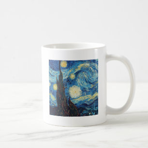 Van Gogh Stjärnklar Natt Vintage Blå Mästerverk Kaffemugg