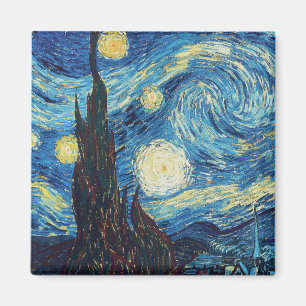 Van Gogh Stjärnklar Natt Vintage Blå Mästerverk Magnet