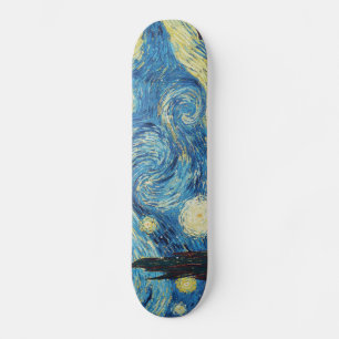 Van Gogh Stjärnklar Natt Vintage Blå Mästerverk Old School Skateboard Bräda 18 Cm