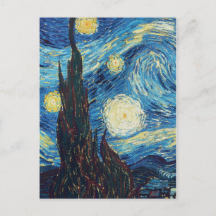 Van Gogh Stjärnklar Natt Vintage Blå Mästerverk Vykort