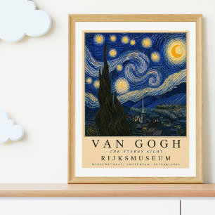 Van Gogh Stjärnklar Natt Vintageaffisch för natt Poster