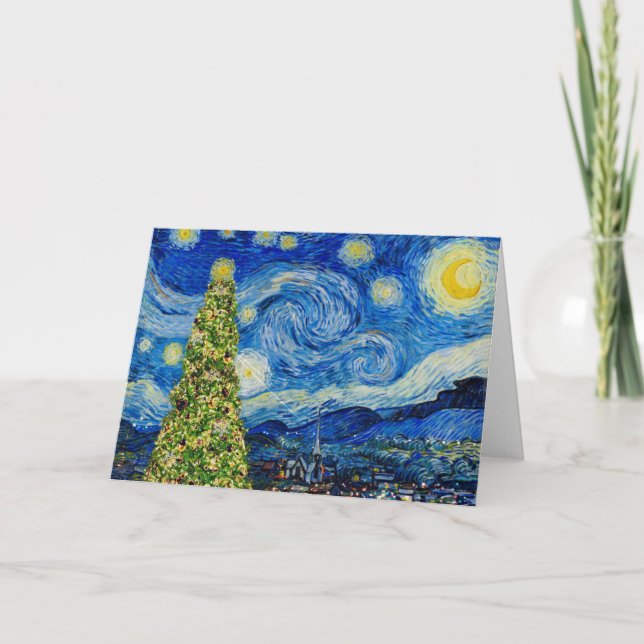 Van Gogh Stjärnkväll - Julgran Kort (Framsida)