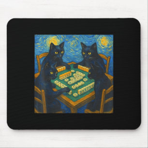 Van gogh stjärnkväll katt spelar mahjong kinesiska musmatta