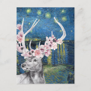 Van Gogh Stjärnkväll och hjort Blomster Kompilatio Vykort