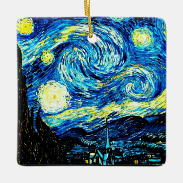 Van Gogh - Stjärnnatt Julgransprydnad Keramik (Framsida)