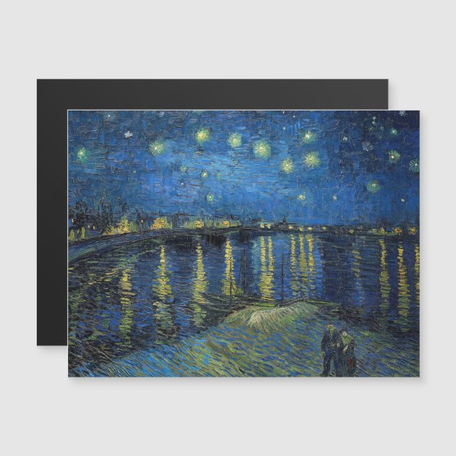 Van Gogh - Stjärnnatt / Rhone Magnetkort (Fram/baksida)