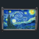 Van Gogh/stjärnnatt Serveringsbricka<br><div class="desc">Van Goghs berömd målar,  "Starry Natt." Under sin vistelse på Saint Remy-asyl på 1880-talet skildrade van Gogh den rullande backe och cypress träd han såg från sitt fönster.  Digitalt utökat med PixDezines.Copyright © 2008-2016 PixDezines.com™ och PixDezines™ på zazzle.com. Alla höger reserverade.</div>
