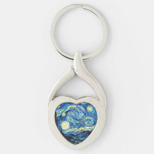 Van Gogh - Stjärnnatt Twisted Heart Silverfärgad Nyckelring