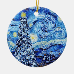 Van Gogh - Stjärnnatten - Vit julklapp Julgransprydnad Keramik