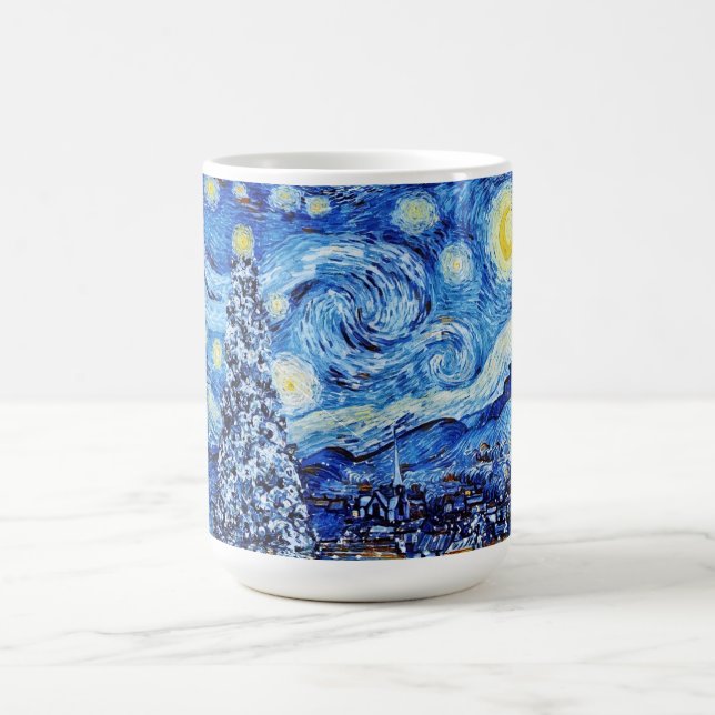 Van Gogh - Stjärnnatten - Vit julklapp Kaffemugg (Center)