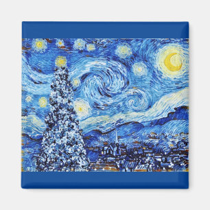 Van Gogh - Stjärnnatten - Vit julklapp Magnet