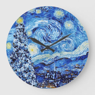 Van Gogh - Stjärnnatten - Vit julklapp Stor Klocka