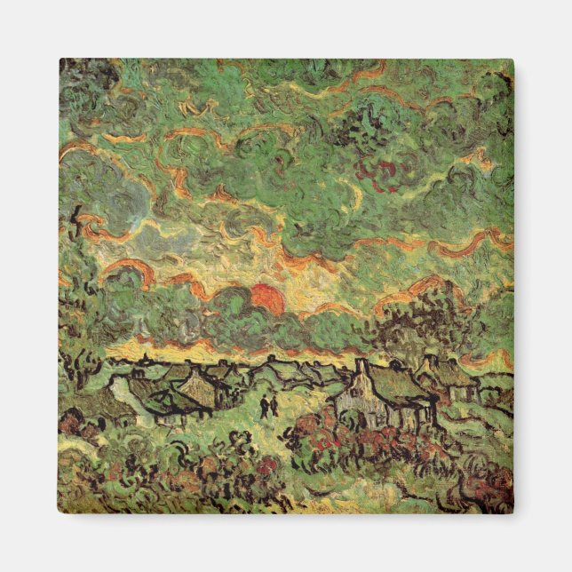 Van Gogh Stugor Cypreser Minne av norr Magnet (Framsidan)