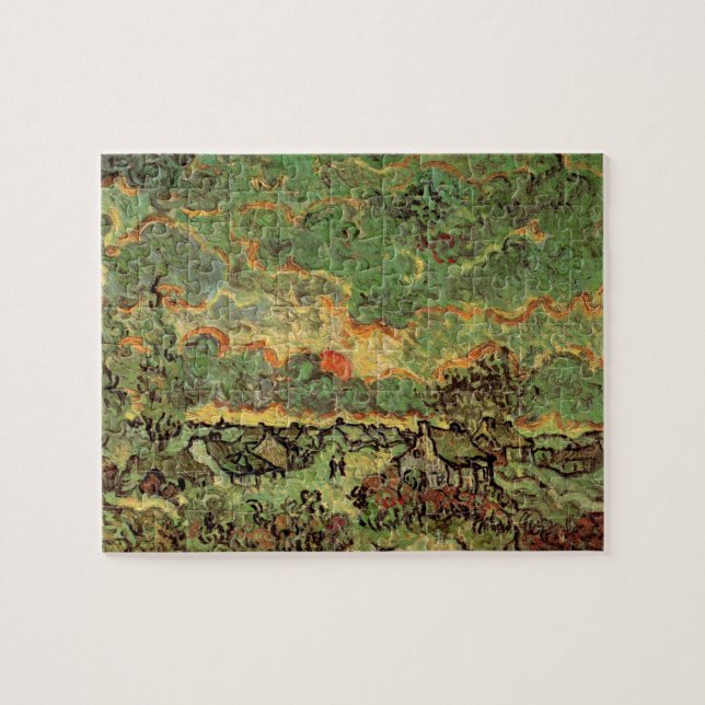 Van Gogh Stugor Cypreser Minne av norr Pussel (Horisontell)