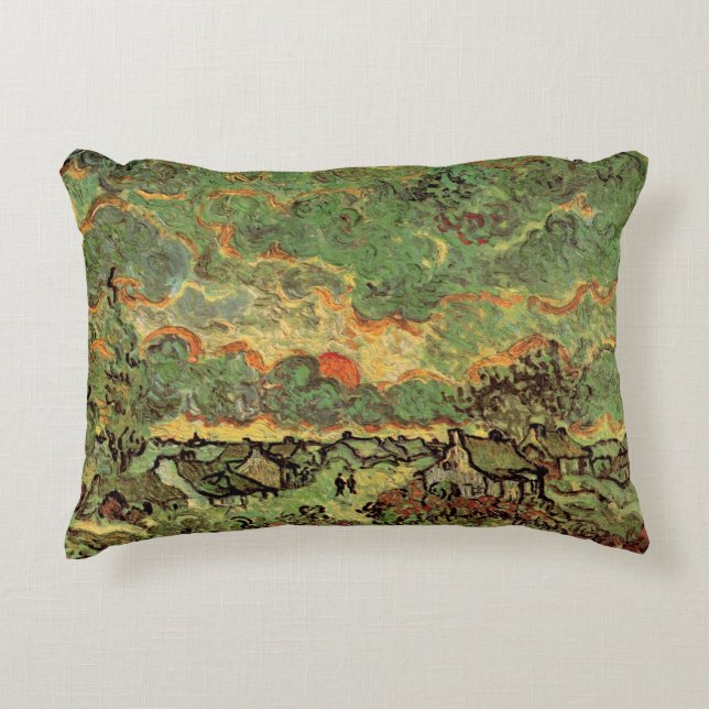 Van Gogh Stugor Cypreser Minne från norr Prydnadskudde (Framsidan)