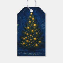 Van Gogh-style Christmas Tree Gift Tags