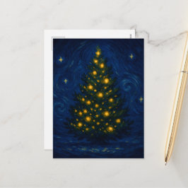 Van Gogh-style Christmas Tree Postcard Helg Vykort