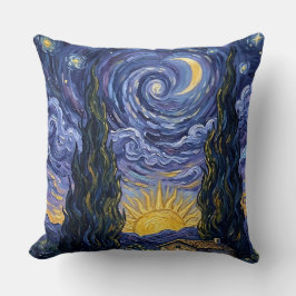 Van Gogh Style Cypress Dusk Starry Night Throw Kudde