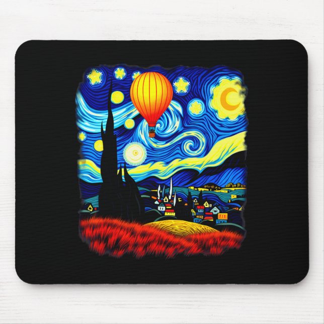Van Gogh Style Hot Air Balloon Starry Night  Musmatta (Framsidan)