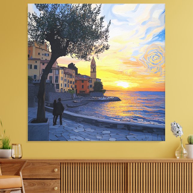 Van Gogh Style Ligurian Sunset – Stretch Canvas (Insitu (Vardagsrum))