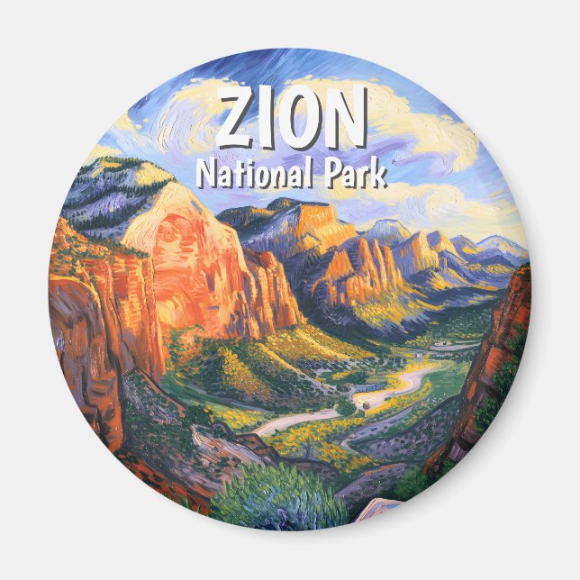 Van Gogh Style Zion National Park Angels Landing Magnet (Framsidan)