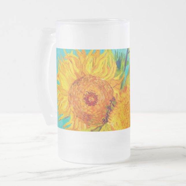 Van Gogh Sunblommor Frostat Ölglas (Framsida vänster)