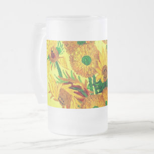 Van Gogh Sunblommor Frostat Ölglas