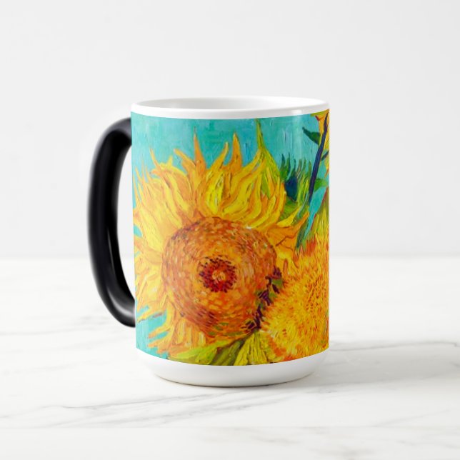 Van Gogh Sunblommor Magisk Mugg (Framsida vänster)