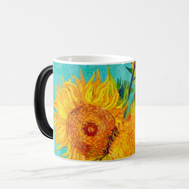 Van Gogh Sunblommor Magisk Mugg (Framsida vänster)