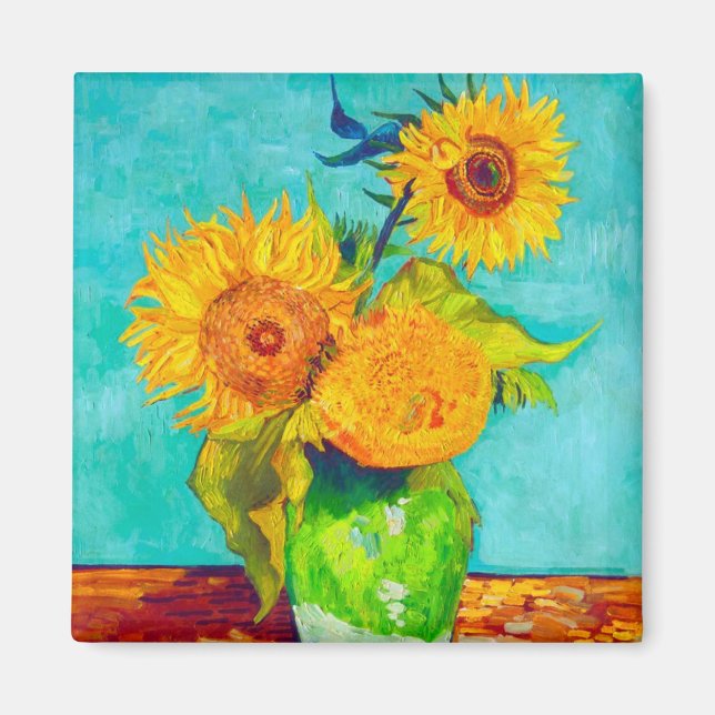 Van Gogh Sunblommor Magnet (Framsidan)