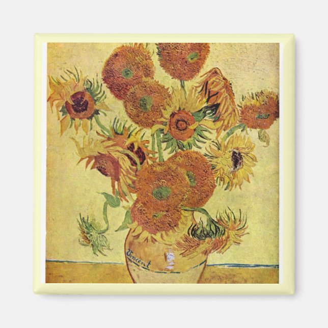 Van Gogh Sunblommor Magnet (Framsidan)