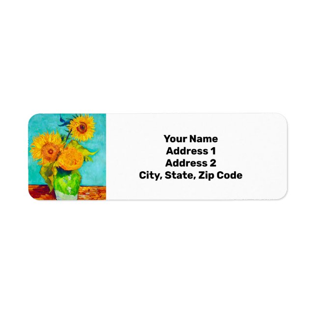 Van Gogh Sunblommor Returadress Etikett (Framsidan)