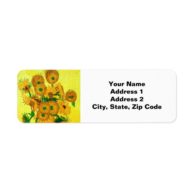 Van Gogh Sunblommor Returadress Etikett (Framsidan)