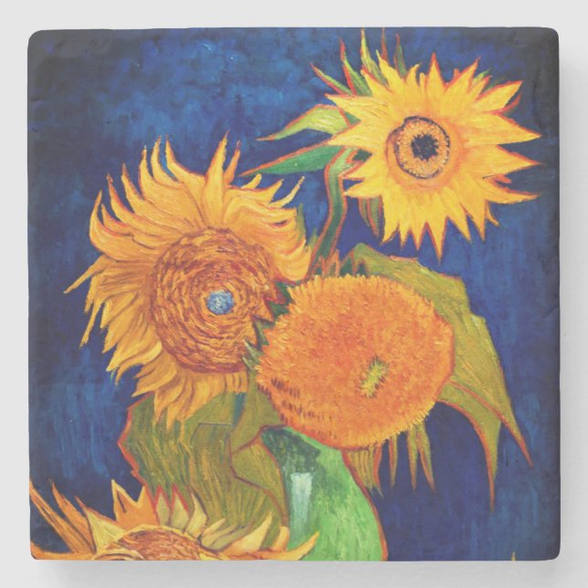 Van Gogh Sunblommor Stenunderlägg (Framsidan)