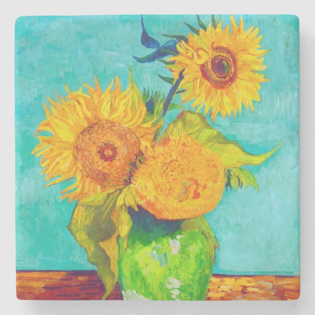 Van Gogh Sunblommor Stenunderlägg (Framsidan)