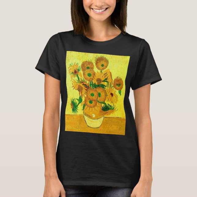 Van Gogh Sunblommor T Shirt (Framsida)