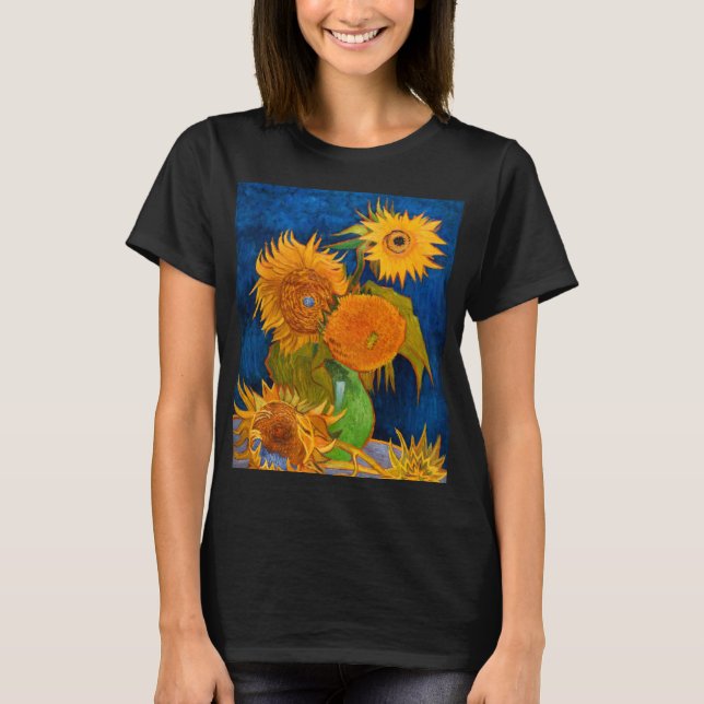 Van Gogh Sunblommor T Shirt (Framsida)