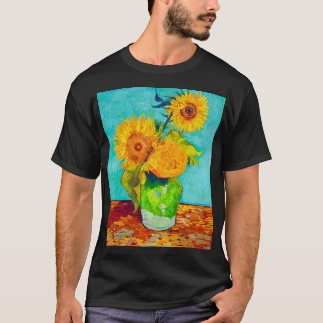 Van Gogh Sunblommor T Shirt (Framsida)