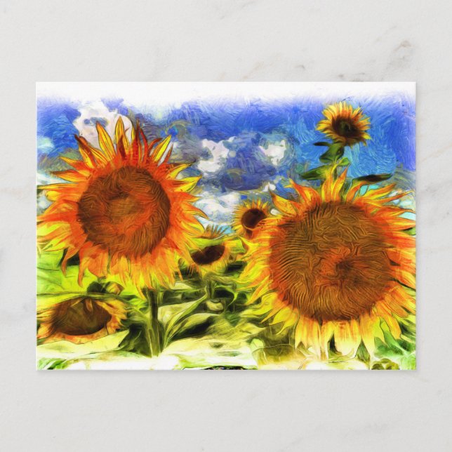 Van Gogh Sunblommor Vykort (Framsida)