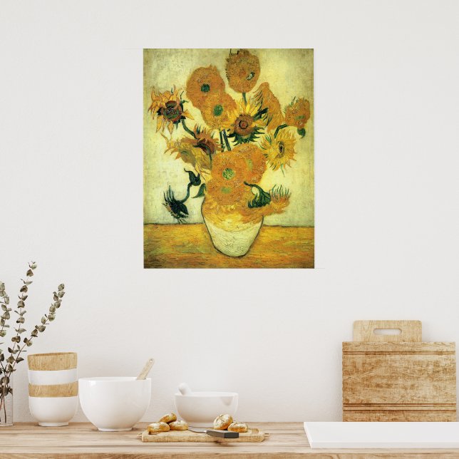 Van Gogh - Sunflowers 14, famous painting,  Poster (Kök)